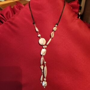 Chico's Black and Silver Distressed Geometric Necklace 20"